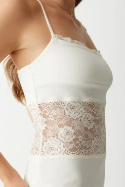 Tops^Frankies Bikinis Peach Lace Camisole Porcelain