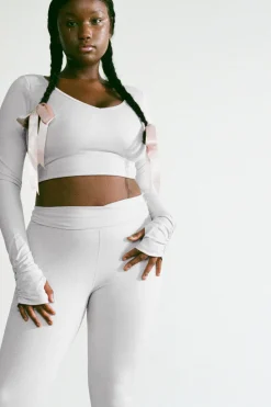 Active^Frankies Bikinis Plié Long Sleeve Top Icy Gray