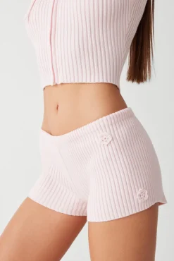 Bottoms^Frankies Bikinis Providence Cloud Knit Mini Short Rose Quartz