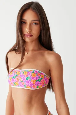 Tops|Bikinis^Frankies Bikinis Rosabella Floral Bandeau Bikini Top Daisy Pond