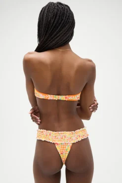 Tops|Bikinis^Frankies Bikinis Rosabella Floral Bandeau Bikini Top Marigold Gingham