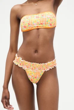 Tops|Bikinis^Frankies Bikinis Rosabella Floral Bandeau Bikini Top Marigold Gingham