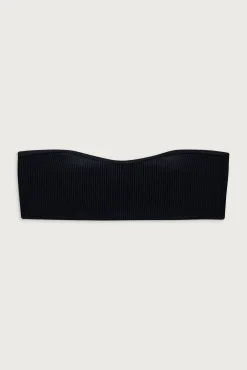 Tops|Bikinis^Frankies Bikinis Rosabella Ribbed Bandeau Bikini Top Black