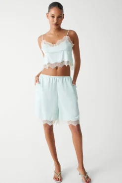Bottoms^Frankies Bikinis Snuggle Satin Capri Short Pistachio