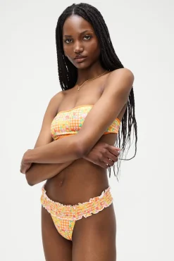 Bottoms|Bikinis^Frankies Bikinis Sofia Floral Micro Bikini Bottom Marigold Gingham