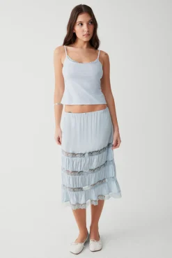 Bottoms^Frankies Bikinis Solstice Midi Skirt Blue Porcelain