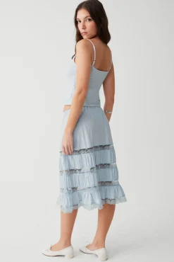 Bottoms^Frankies Bikinis Solstice Midi Skirt Blue Porcelain