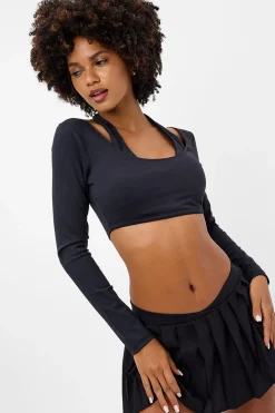 Active^Frankies Bikinis Speedy Long Sleeve Crop Top Black