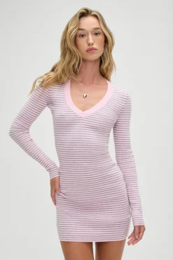 Cloud Knits|Dresses^Frankies Bikinis Sweetheart Knit Dress Rosewater Stripe