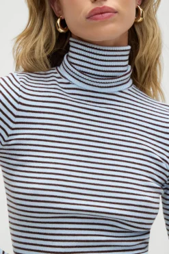 Tops|Cloud Knits^Frankies Bikinis Tucker Knit Sweater Montauk Stripe