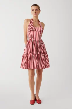 Dresses^Frankies Bikinis Tulsa Halter Midi Dress Scarlet Stripe