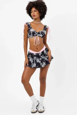 Active^Frankies Bikinis Windy Floral Tennis Skirt Plush Plumeria
