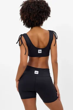 Active^Frankies Bikinis Windy Ruched Crop Top Black